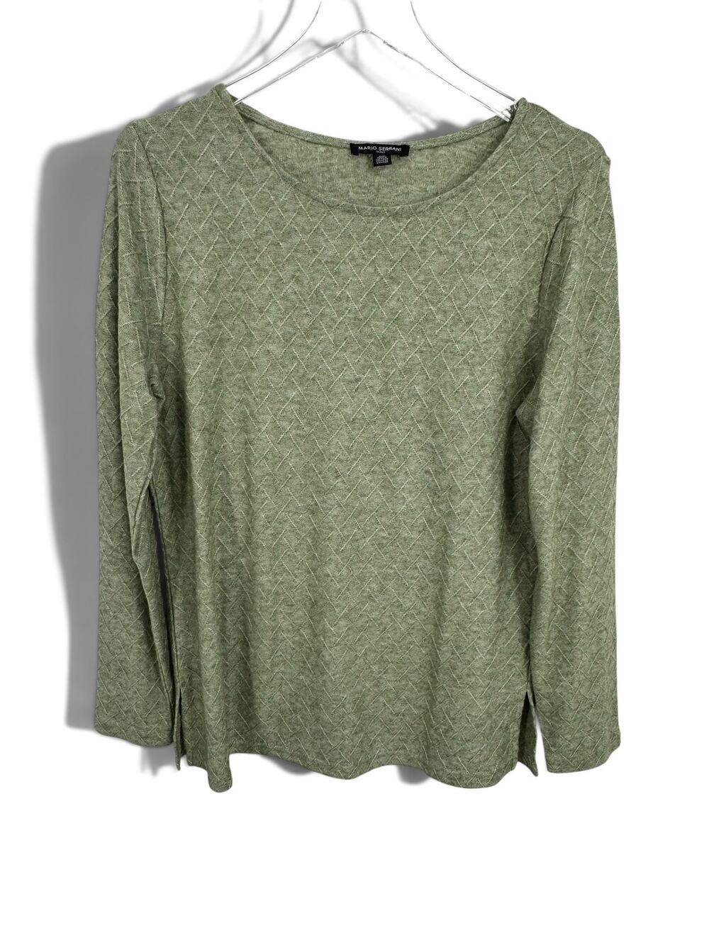 Mario Serrani Italy sweater women's M crew pullover textured lightweight green